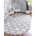 thumbnail image 1 of Unique Loom 3151556 7 ft. 10 in. x 10 ft. Rounded Trellis Frieze Oval Rug, Ivory, 1 of 5