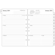 2024 Weekly & Monthly Planner Refill, 5-1/2" x 8-1/4", Runs from January 2024 to December 2024, Ruled Daily Boxes, Classic/Desk Size 4, 7-Hole Punched
