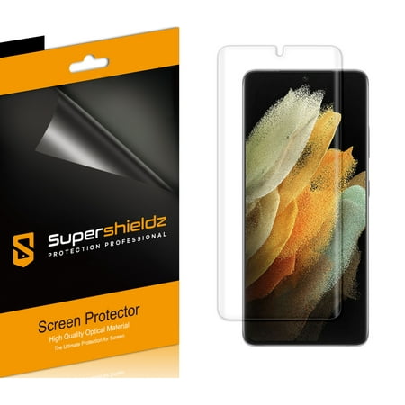 [2-Pack] Supershieldz for Samsung Galaxy S21 Ultra 5G Screen Protector, [Full Screen Coverage] Anti-Bubble High Definition (HD) Clear Shield