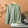 thumbnail image 2 of GigrtiJin Women's Plus Size Tops Fashion Solid Color Round Neck Blouse Casual Long-Sleeved Comfy Loose Shirts, 2 of 9