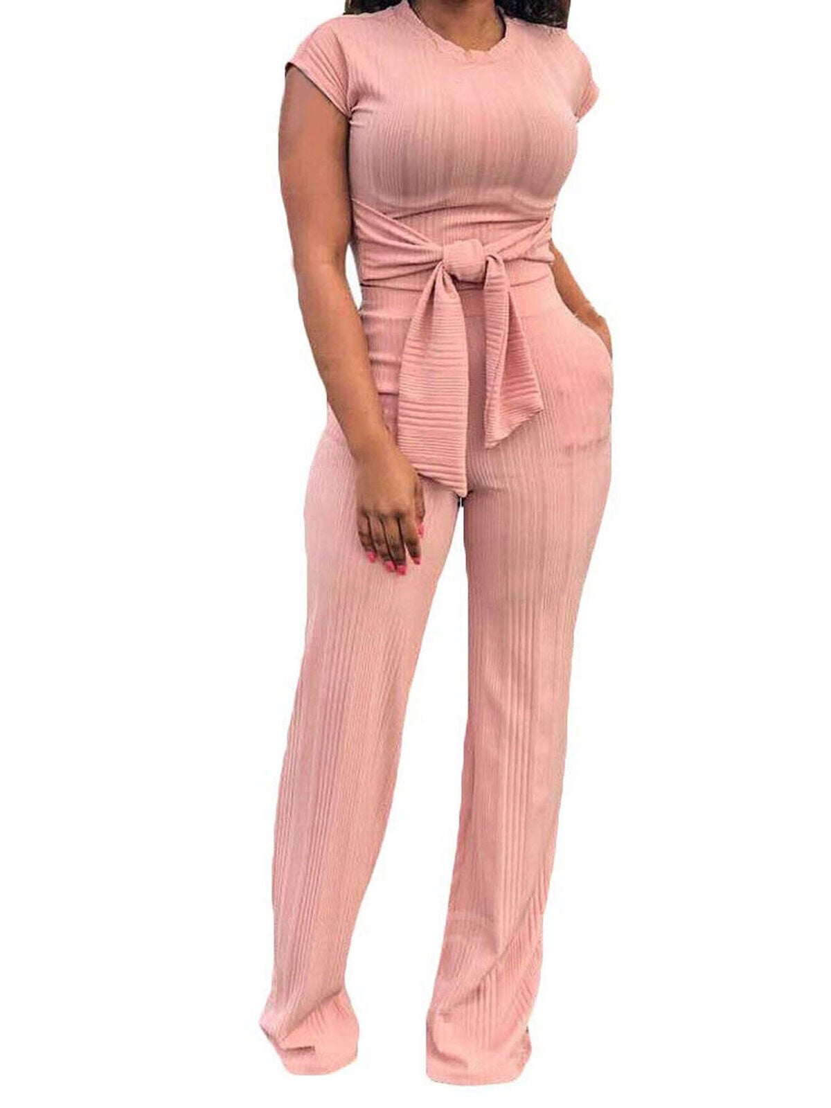 pink 2 piece jumpsuit