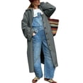 thumbnail image 2 of Womens Long Trench Coat Single Breasted Oversized Windproof Classic Lapel Fall Overcoat, 2 of 5