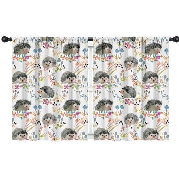 Blackout Kids Curtains,Cute Hedgehog and Mushroom Childrens Insulated Curtains Set Of 2,Bedroom Essentials,Toddler Room Decor 42"x54"