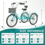 MOONCOOL Adult Tricycles, 3 Wheel 7 Speed Trikes, 20/24/26 inch Adult Trikes 3 Wheeled Bike with Basket for Seniors, Women, Men