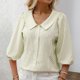 thumbnail image 5 of mfyjkho Tops Casuales Para Mujer, Camiseta Informal De Mujer Con Cuello En V, Mangas Abullonadas, Capucha, Rayas, Manga 3/4 Tops Para Hacer Ejercicio L, 5 of 8