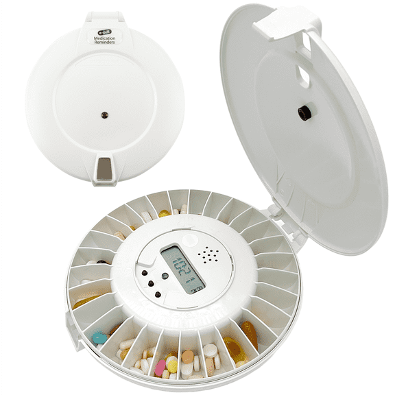 e-pill MedTime Advanced Locked Automatic 28-Day Pill Organizer with Dispenser, Trays, Keys & Batteries