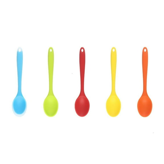 Pack of 5 Silicone Soup Spoons Elegant Spoons Soft Spoon Dessert Spoon Silicone Utensils Perfect for Dining and Cooking