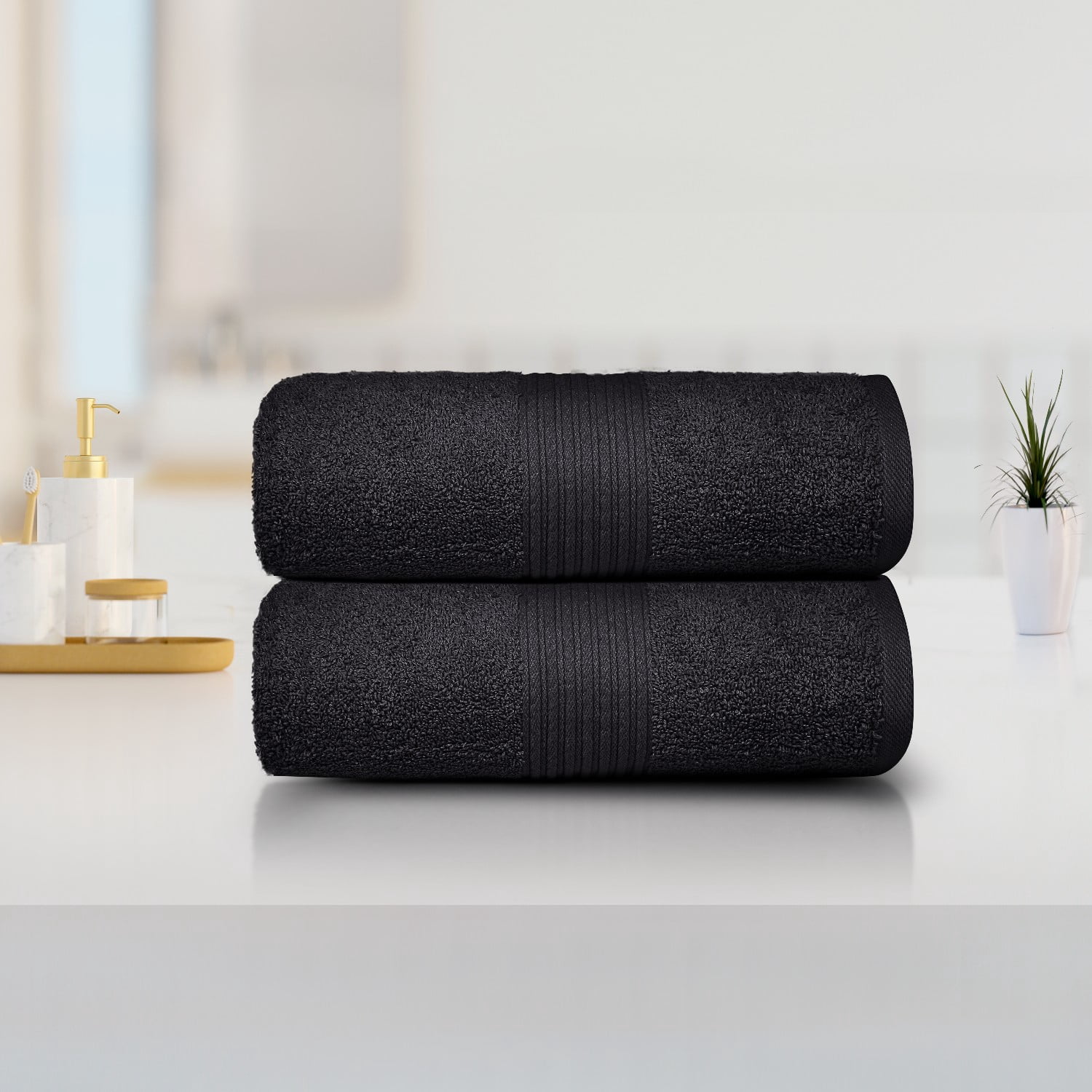 Dewall Maisons Supreme Black 2-Piece Cotton Bath Sheet Set - Ultra-Absorbent, Large 35" x 70" Size - Exceptional Softness And ComFort For Luxurious Bathing