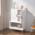thumbnail image 2 of Toy Storage Cabinet with Doors and Open Shelf,Modern Wooden Storage Cabinet Bookcase Toy Storage for Playroom,Bedroom,White, 2 of 7