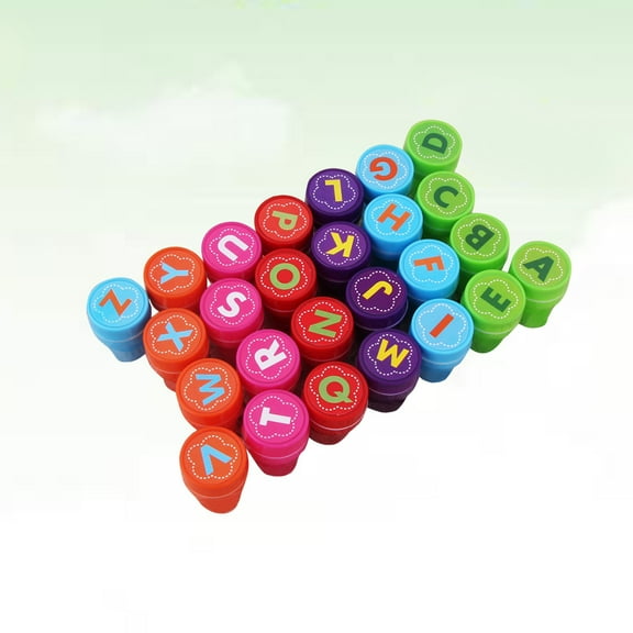 HONITANO 26Pcs Alphabet Stamps Cartoon Shape Plastic Learning English Words for Kids