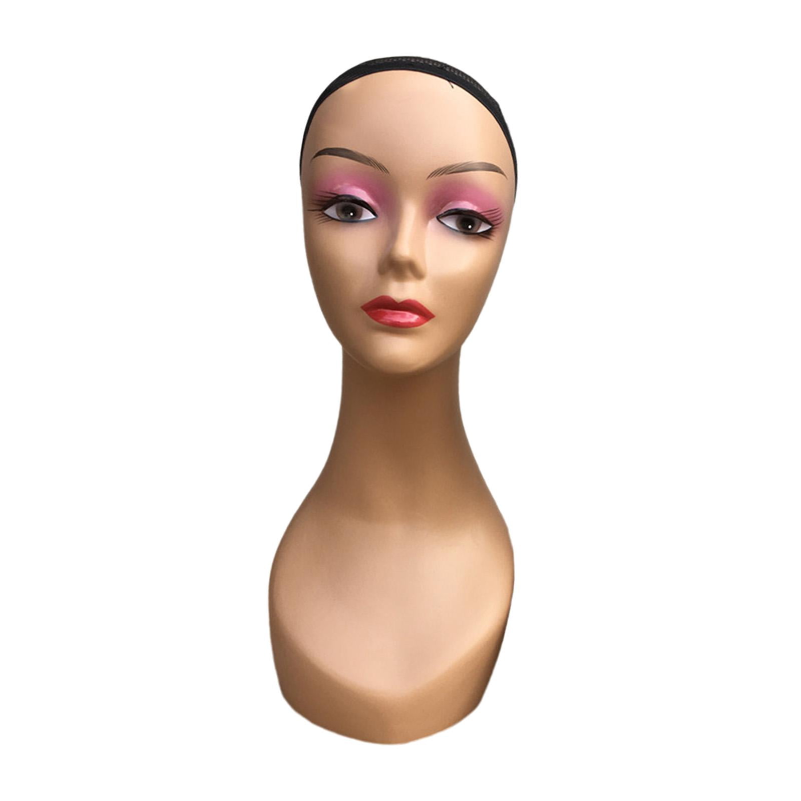 Female Bald Mannequin Head Hat Display Rack with Makeup Smooth 19inch Manikin  Display Stand for Glasses s Making
