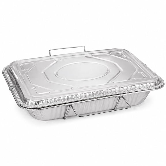 VeZee Full Size Disposable Aluminum Pans with Lids & Handles – 20.75x12.75x3, Non-Stick, BPA-Free, Roasting, Baking & Serving in all Events:5CT