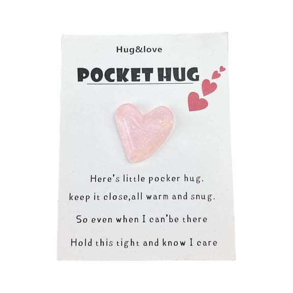Pocket Hug Token with Greeting Card, Mini Cute Heart Keepsake Gift for Women, Granddaughter, Best Friend, Christmas Birthday Gift for Long Distance Relationship