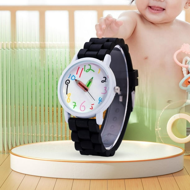 Reloj de pulsera de silicona para ninos Reloj de pulsera Versatil y duradero Moda de dibujos animados Reloj de pulsera para ninos y ninas Reloj con Negro Salvador Reloj de pulsera
