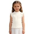 thumbnail image 5 of KHONTS Girls Summer Tank Tops Ruffle Trim Sleeveless Shirts Neck Ribbed Knit Pullover Tops,Size 1-10 Years White 90, 5 of 5