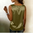 thumbnail image 4 of WULMLEO Women's Silk Satin Camisole Tank Tops V Neck Pleated Dressy Casual Sleeveless Blouses Summer Business Work Shirts Green S, 4 of 5