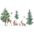 thumbnail image 1 of Juego de 2, pegatinas de pared de pájaro de conejo de ciervo de bosque de dibujos animados, verde TUNC Sencillez, 1 of 5
