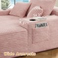 thumbnail image 6 of Muumblus Oversized Indoor Chaise Lounge, 47"W Cozy Lounge Chair with Cup Holders, Boneless Cloud Sofa for Living Room, Bedroom, Pink Plush Corduroy, 6 of 10