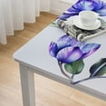 thumbnail image 5 of WYYP Purple Flowers Green Leaves Square Tablecloth Outdoor Fitted 100% Polyester Fiber 36*36, 5 of 8