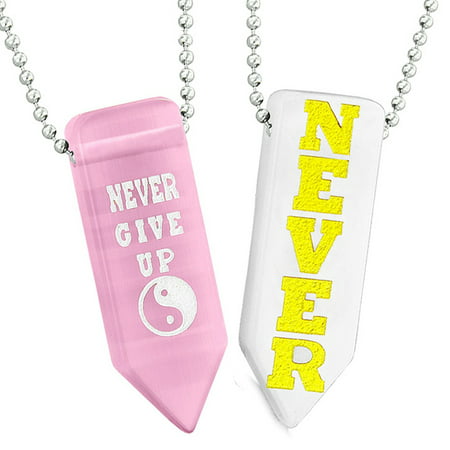 Never Give Up Amulets Yin Yang Love Couples Best Friend Pink White Simulated Cats Eye Arrowhead (Best Prescription For Pink Eye)