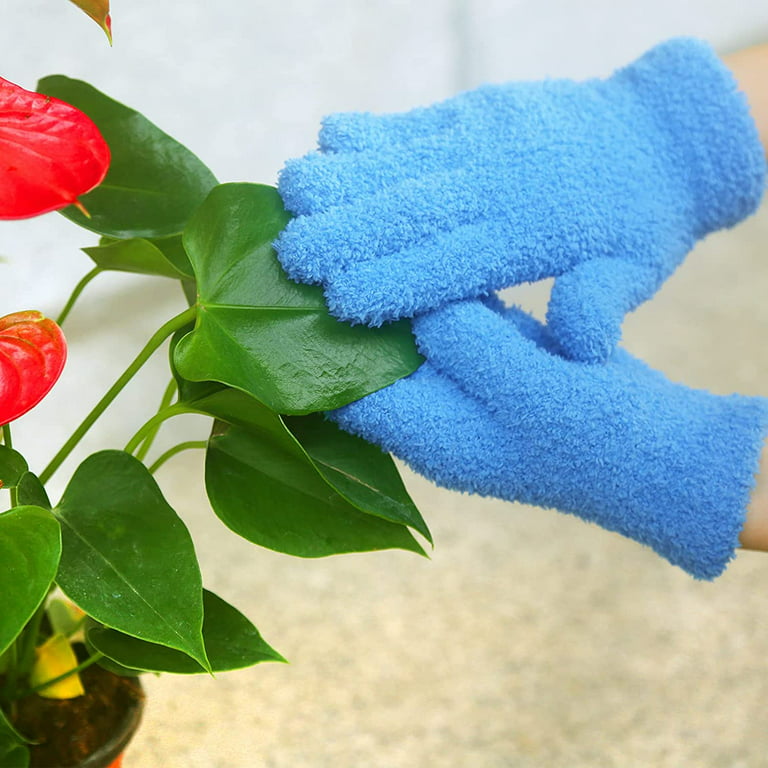 Microfiber Dusting Gloves , Dusting Cleaning Glove for Plants, Blinds,  Lamps,and Small Hard to Reach Corners(Grey+Green) 