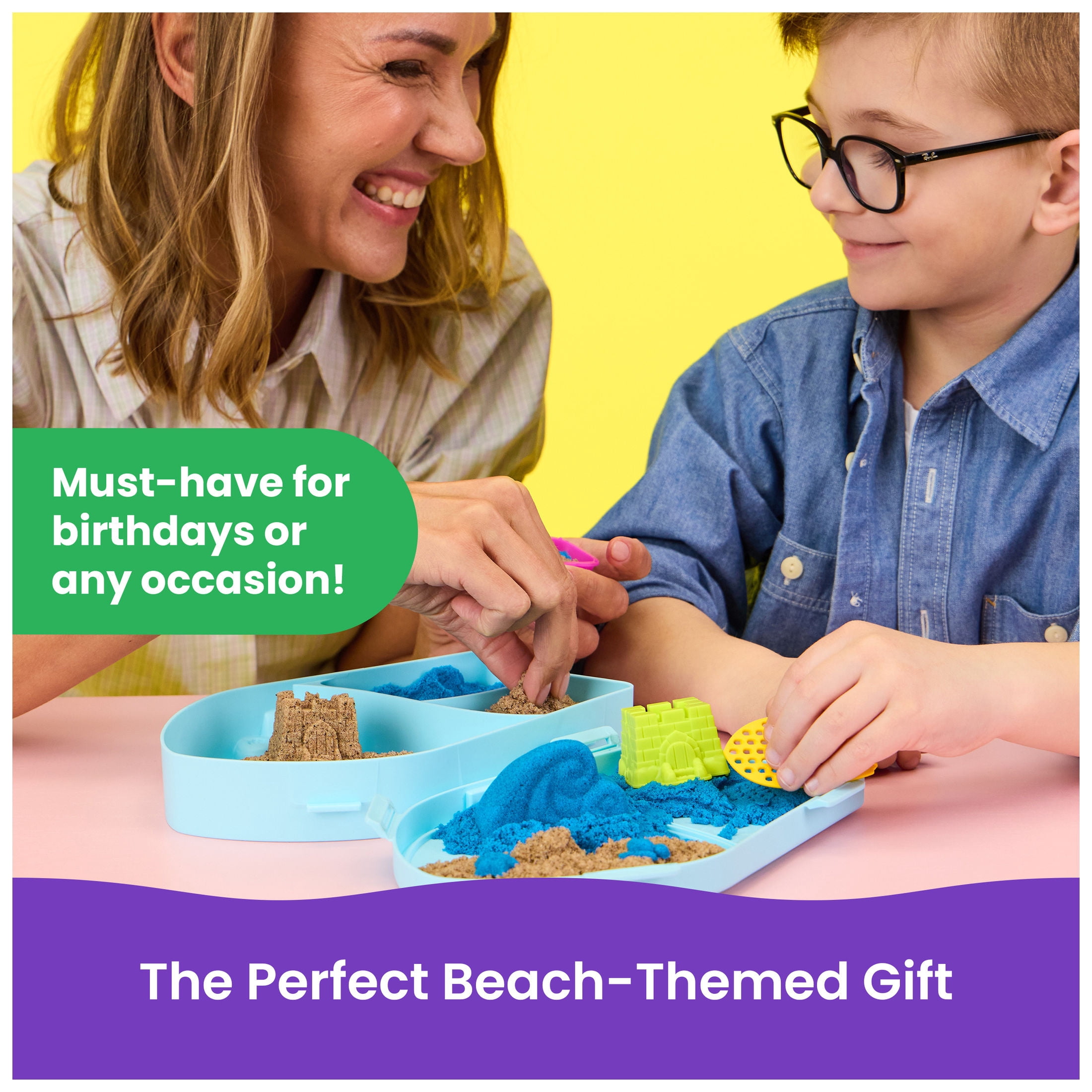 Kinetic Sand, Surf 'N Sand Paradise Playset with 10 oz Play Sand, 3 Tools & Molds
