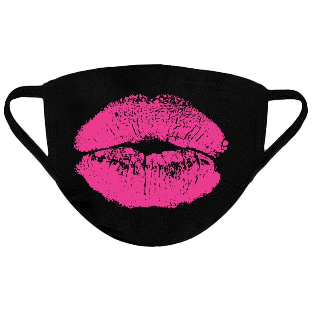 Washable Face Mask with Lips Kiss 3 Layered Funny Reusable Breathable Protective Face Mask Nose Mask Mouth Mask 100% Cotton Comfy Face Cover