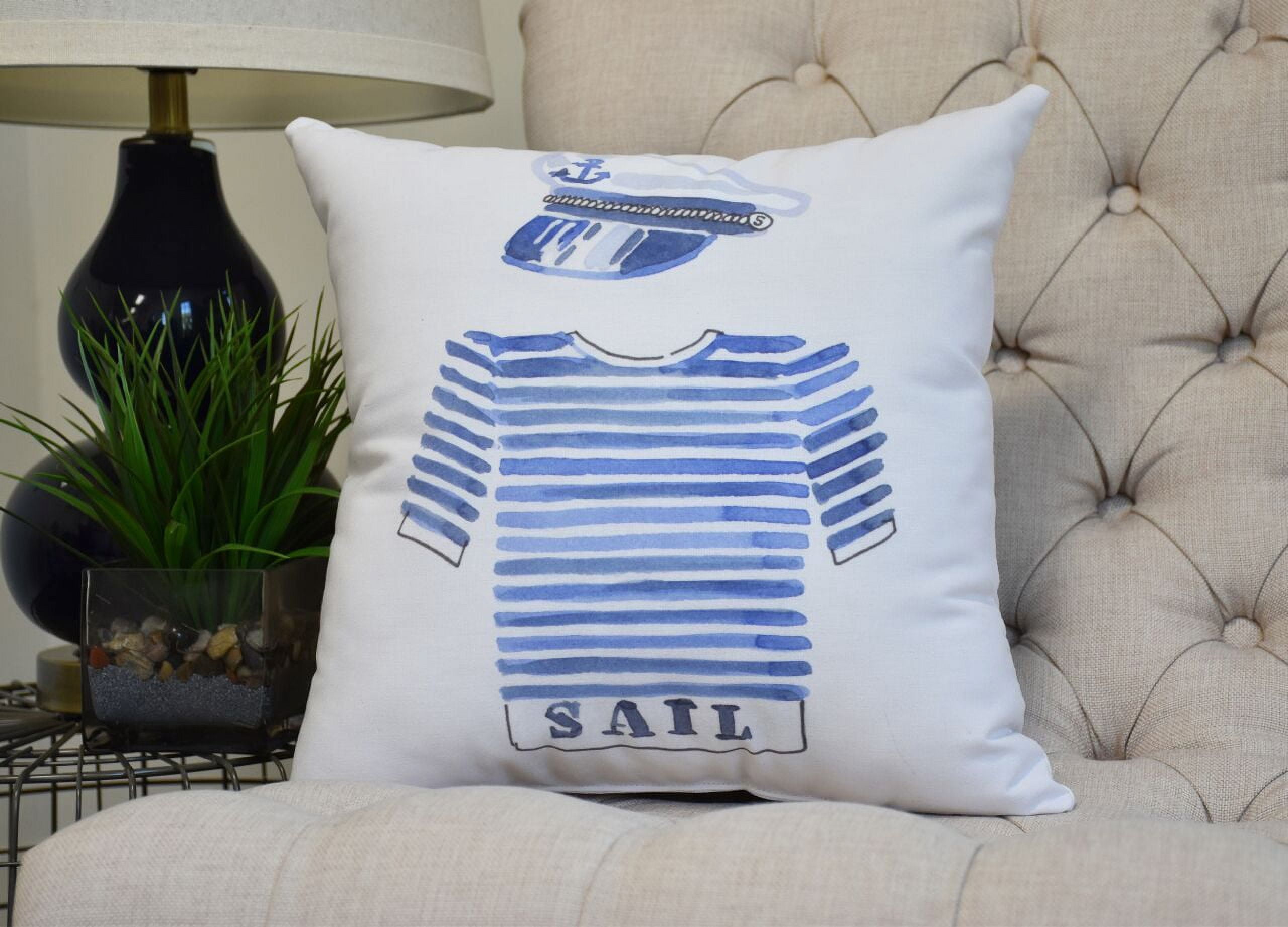 Simply Daisy, 16 x 16inch, Captain Shirt , Geometric Print Pillow, Ivory