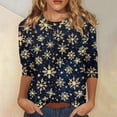 thumbnail image 4 of Besolor Women's Christmas 3/4 Sleeve T-Shirts Funny Graphic Round Neck Tops Casual Plus Size Xmas Holiday Blouse, 4 of 5
