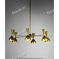 thumbnail image 3 of Stilnovo Style Chandelier Sputnik Light Italian Chandelier Raw Brass Shades Brass Chandelier, 3 of 4
