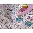thumbnail image 4 of Ambesonne Pink Quilted Bedspread Set 3 Pcs, Music Clef Groovy Doodles, King Size, Multicolor, 4 of 5