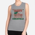 thumbnail image 2 of Groovy Little Christmas Women's Muscle Tank Small Heather Grey, 2 of 5