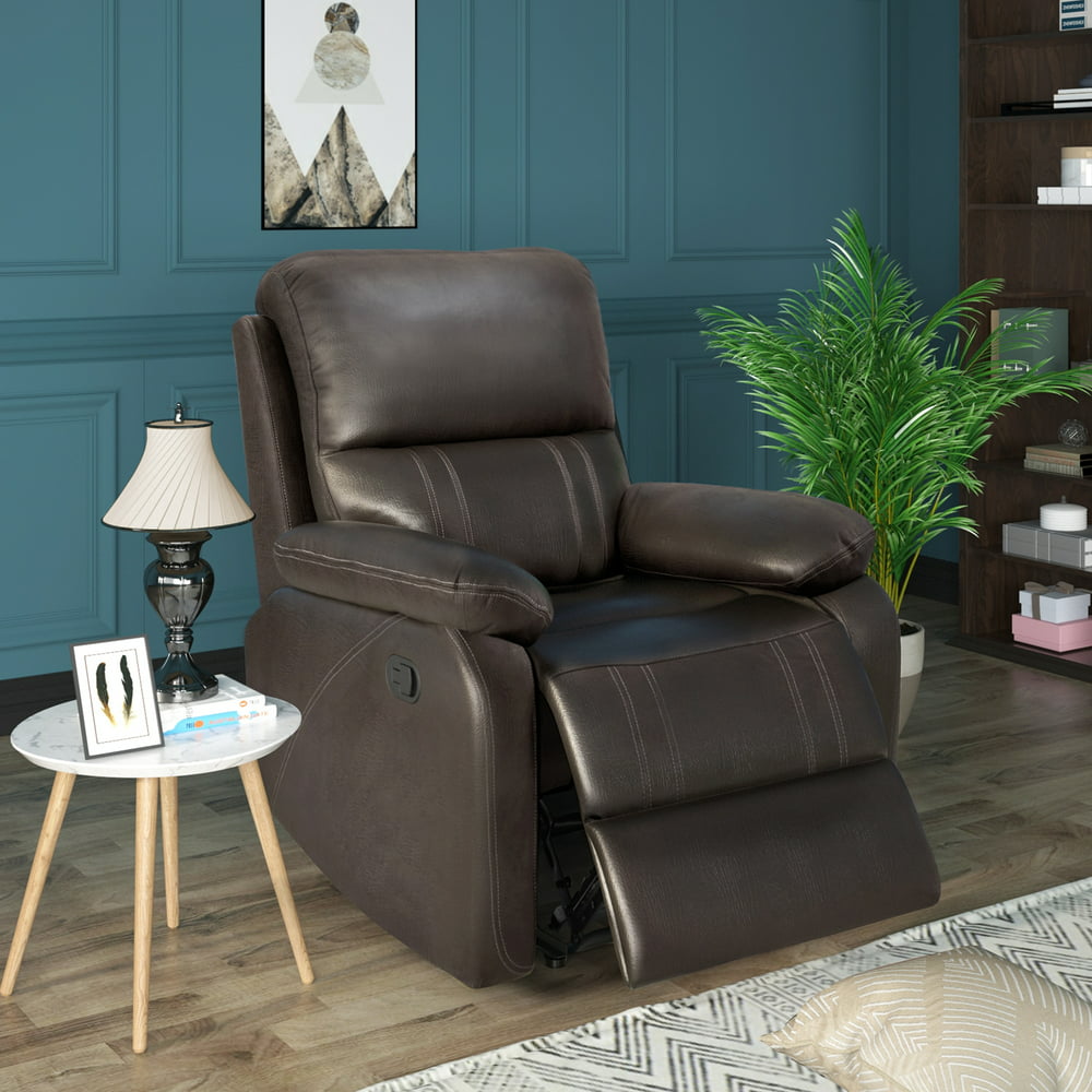 Recliner Chair PU Leather Recliner Sofa Home Theater Seating with Lumbar Support Overstuffed