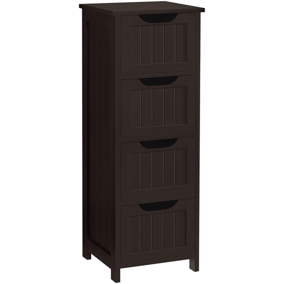 Yaheetech 4 Drawers Wooden Bathroom Floor Cabinet Side Storage Organizer Free-Standing Cabinet, Espresso