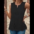 thumbnail image 4 of Blusa Informal de Verano Sin Mangas con Bordado de Ojales para Mujer, Cuello en V Negro XXL, 4 of 7