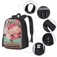 thumbnail image 2 of Xecao Machine à Écrire Vintage Florale pour Sac à Dos pour École Voyage Randonnée avec Sangles Réglables Grande Capacité et Poches Latérales en Maille, 2 of 6