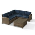thumbnail image 3 of HomeStock City Chic 4Pc Outdoor Wicker Sectional Set Navy/Weathered Brown - Right Corner Loveseat, Left Corner Loveseat, Corner Chair, & Sectional Glass Top Coffee Table, 3 of 10