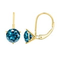 thumbnail image 3 of MauliJewels 1.00 CTW Round Natural Blue Diamond 3-Prong Martini Leverback Earrings for Women in 14K Rose, White & Yellow Gold, 3 of 9