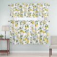thumbnail image 5 of Summer Fruit Curtain Valances Set Lemon Green Leaf Blue Wildflowers Country Kitchen Curtains 24&nbsp;inch Length Rod Pocket Valance and Tiers 3 Piece Set Small Bedroom Bathroom Laundry Decor, 5 of 9
