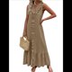 thumbnail image 1 of Vestido de Verano para Mujer, de Algodón, Estilo Bohemio, de , Sin Mangas, con Volantes Escalonados, Maxivestido . Marrón Oscuro XL, 1 of 5