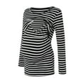 thumbnail image 4 of Youmylove Women Maternity Regular Stripe Hem Tee Shirt Casual Long Sleeve O-Neck Basic Nursed T-Shirt Top Belt Breastfeeding Ladies Stylish Pregnant Clothes, 4 of 6