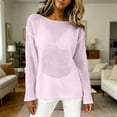 thumbnail image 3 of QASIEATN Women's Mesh Long Sleeve Tops Boat Neck See Through Lightweight Sweater Crochet Knit Tops Fall Fashion Outfits for Women, 3 of 6