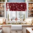 thumbnail image 2 of Red Plaid Snowman Christmas Curtain Valance for Windows/Living Room/Kitchen/Bathroom/Café, Short Rod Pocket Tier Curtain Window Treatment Panel Xmas Snowflake Birds Topper Curtain 42''x12'', 2 of 6