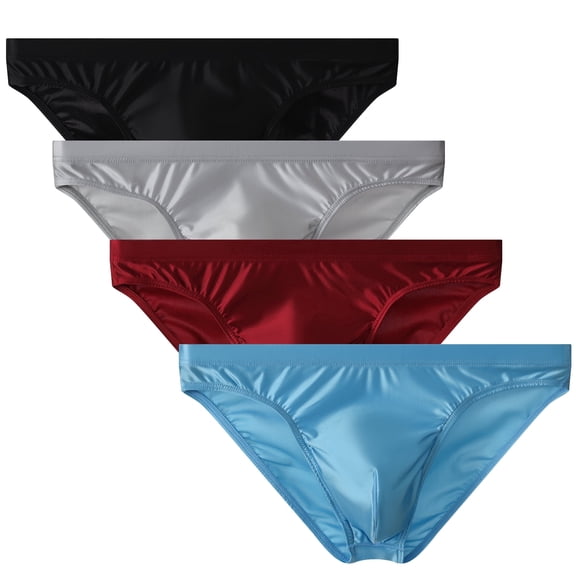 Kudavo Men's Bikini Underwear - 4 Pack Ice Silk Briefs