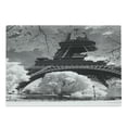 thumbnail image 1 of Black and White Cutting Board, Eiffel Tower with Blossoming Trees Historical Paris Famous Landmark France, Decorative Tempered Glass Cutting and Serving Board, Large Size, Blue Grey, by Ambesonne, 1 of 1