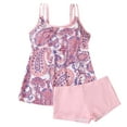 thumbnail image 5 of Wyobmus Women Modest Tankini Swimsuit Tummy Control Vintage Printed Swimwear Two Piece Bathing Suits Double Spaghetti Straps Swim Tank Top With Boyshorts A-Pink, 5 of 5