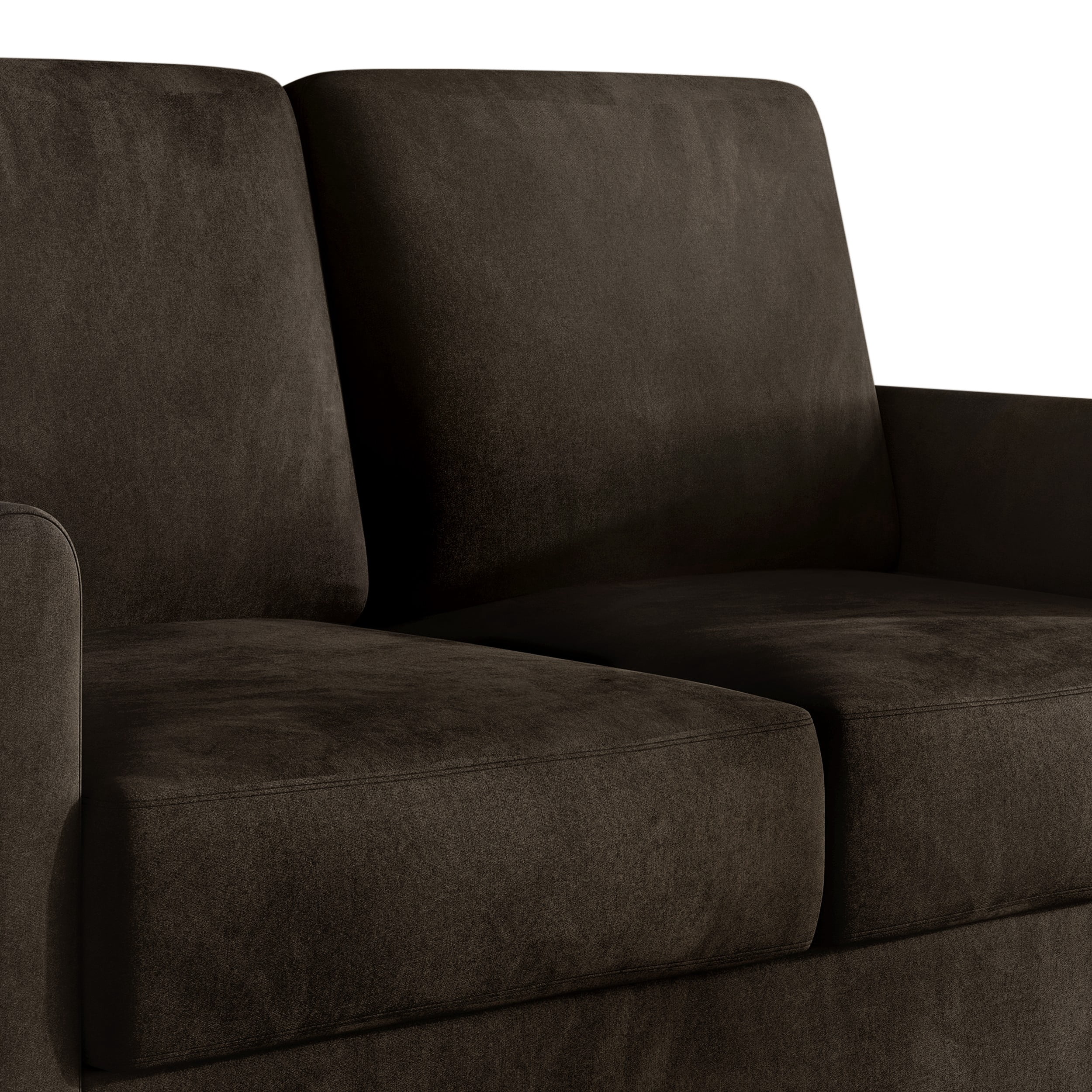 Home Design Goliad Velvet Arm Loveseat with Pocket Spring, Soft Cushions, Clean Lines Design, Brown