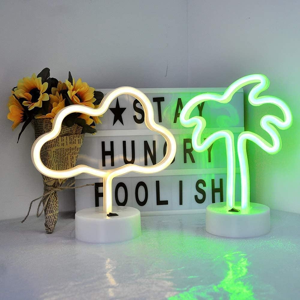 HuiyiNeon Light Base, Cactus Lights Neon Signs - Cactus Neon Light for Bedroom,Tabletop Decor - Battery/USB Powered Green LED Cactus Light
