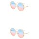 thumbnail image 2 of Jumpingount Gafas de sol redondas con estilo Protección Accesorio de moda Gafas de sol con perlas Marco de PC Marco dorado clásico Azul Rosa Marco Dorado Azul Rosa 2Conjunto, 2 of 6