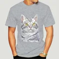 thumbnail image 1 of Camiseta con estampado de gato de acuarela para hombre, ropa de verano, holgada, de manga corta y cuello redondo, estilo Harajuku, de gran tamaño, 1 of 7